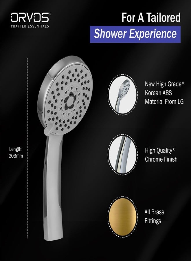 Orvos Hand shower multi-function, 4x4 inches, HydroBloom, Chrome plated with high grade Korean ABS material from LG, with 1.5 to 1.8 meter flexible shower hose and wall hook, for high end luxury bathrooms - Image 4